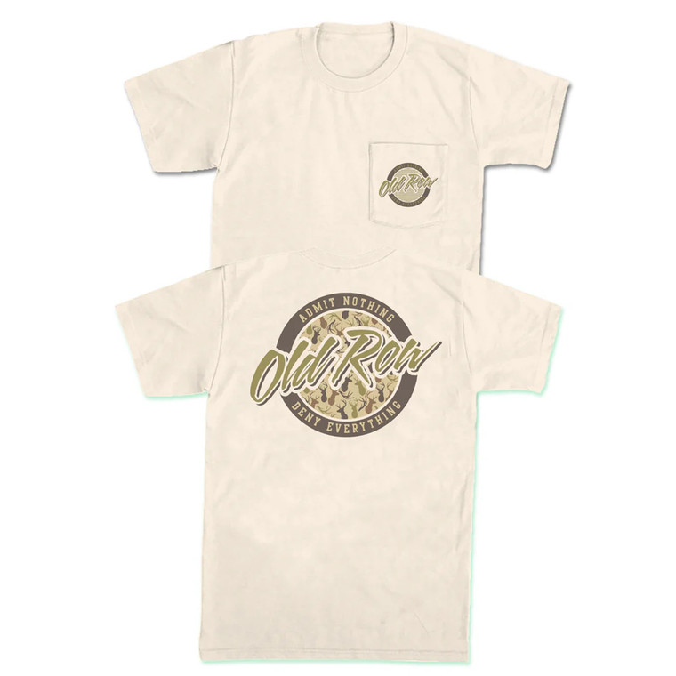 Men's Ivory Deer Camo Circle Logo Pocket Short Sleeve Graphic Tee Shirt by Old Row