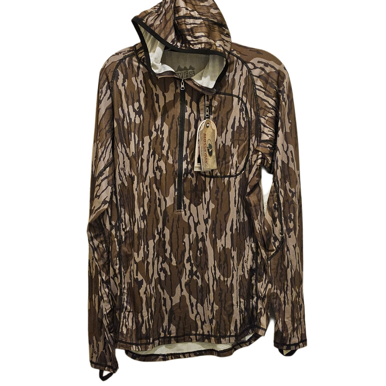 Men's Mossy Oak Bottomland Hooded Long Sleeve Atheletic Shirt by World Famous Sports