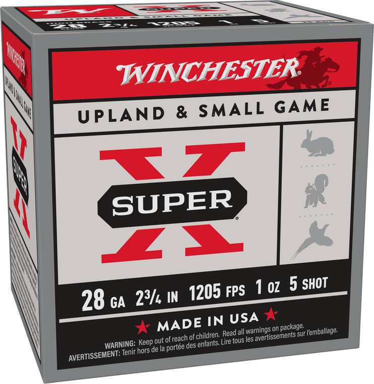 Winchester Super-X, 28 Gauge 2-3/4 in. 1 oz. #5 Lead Shot, Shotgun Ammunition - Box