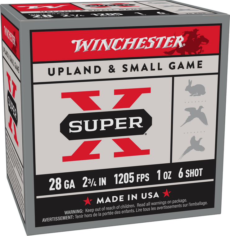 Winchester Super-X, 28 Gauge 2-3/4 in. 1 oz. #6 Lead Shot, Shotgun Ammunition - Box