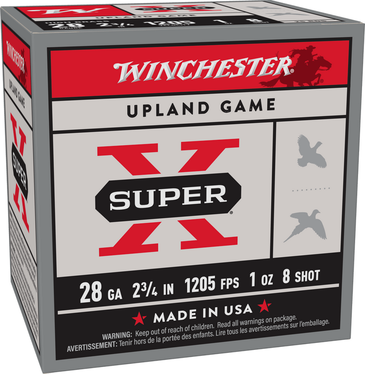 Winchester Super-X, 28 Gauge 2-3/4 in. 1 oz. #8 Shot, Shotgun Ammunition - Box