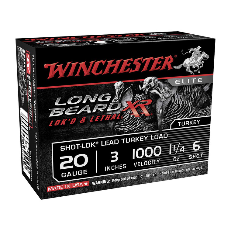 Winchester Long Beard XR 1,000 fps 20 Gauge 3" 1-1/4 oz #6 Lead Shot Shotgun Ammunition