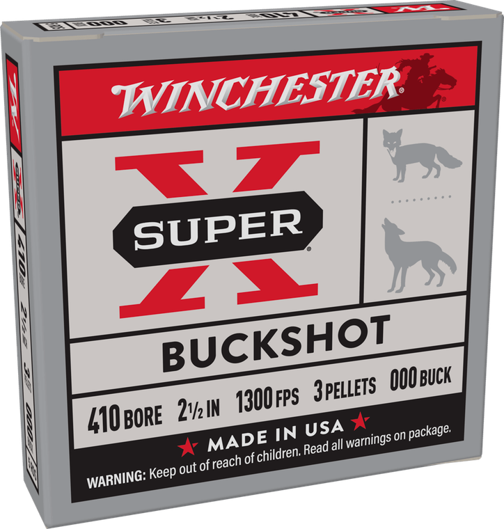 Winchester Super X 1300fps 410ga 2-1/2"  3 Pellet #000 Buck Shotgun Ammunition