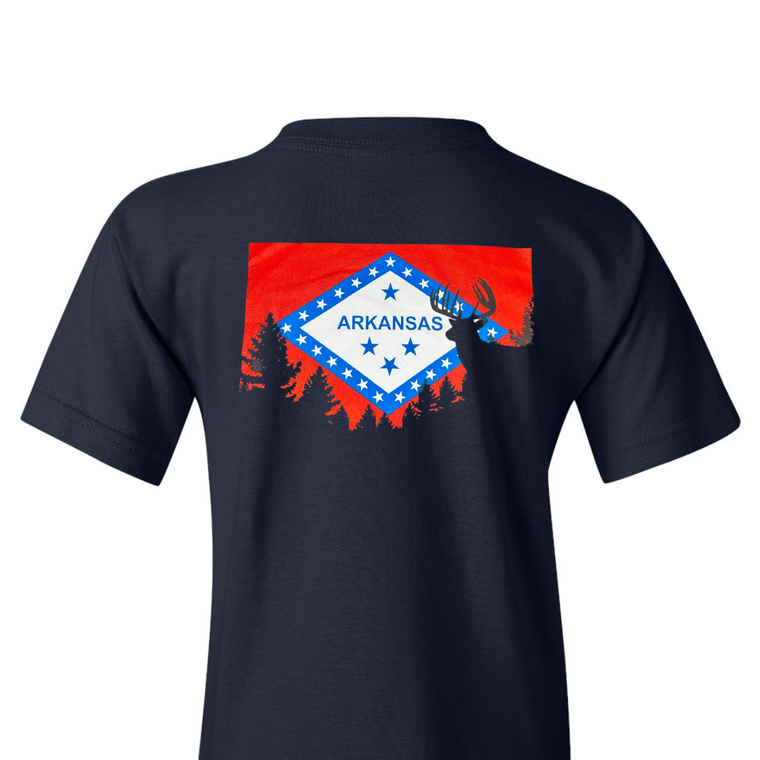 Whitetail Flag Short Sleeve Youth Tee by DNW (Back)