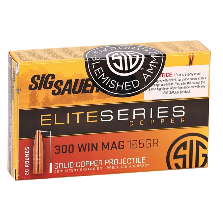 Sig Sauer Elite Performance Hunting 3,110 fps 300 Winchester Magnum 165 Grain Solid Copper Expanding Rifle Ammunition