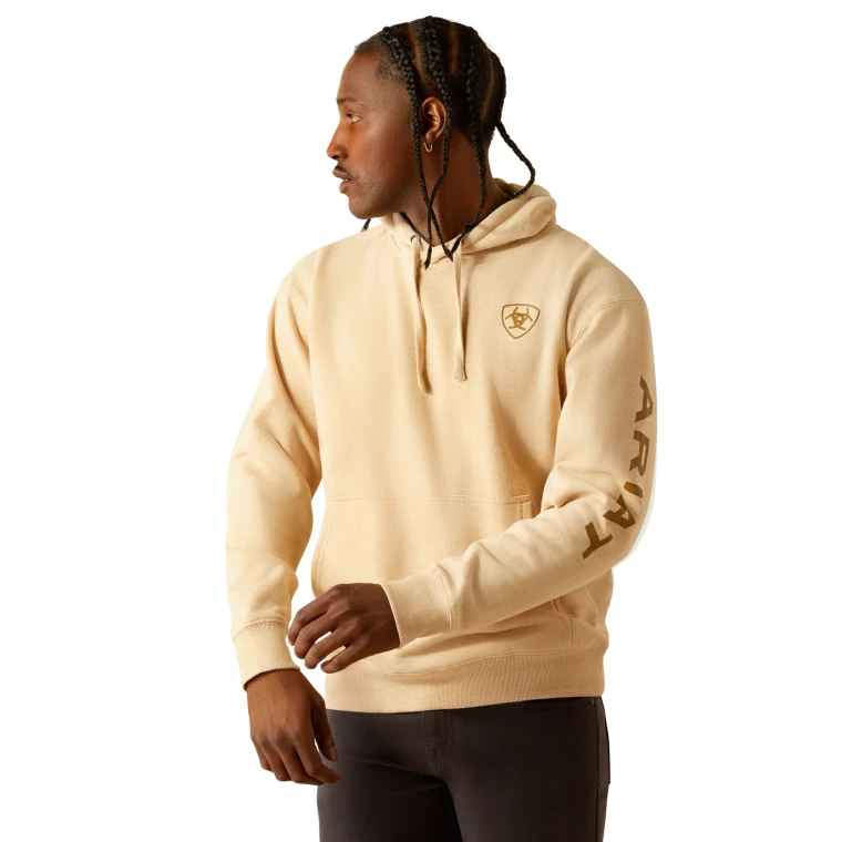 Men's Tan Heather Logo Pullover Hoodie by Ariat