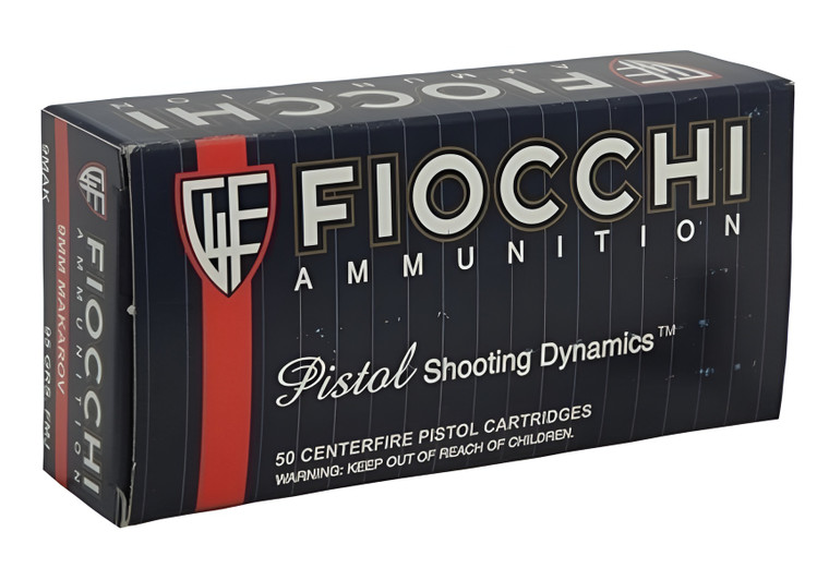 Fiocchi Shooting Dynamics 1,020 fps 9x18mm Makarov 95 Grain Full Metal Jacket Handgun Ammunition