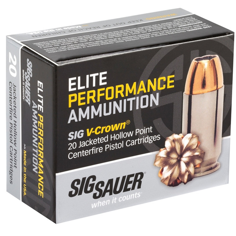 Sig Sauer Elite V Crown 830 fps 45 ACP Auto 230 Grain Jacketed Hollow Point Handgun Ammunition