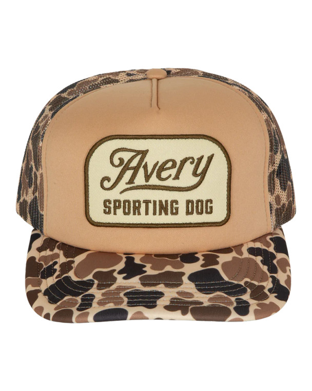 Adult Classic Camo Avery Sporting Dog Logo Mesh Snapback Hat by Avery