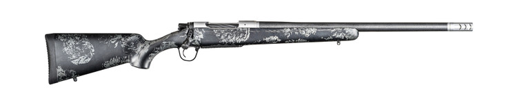 Christensen Arms Ridgeline FFT 30-06 Springfield Bolt-Action Rifle with ultralight gray-accented carbon fiber stock, 22-inch carbon fiber-wrapped barrel, and stainless steel finish, perfect for big game hunting and precision shooting.