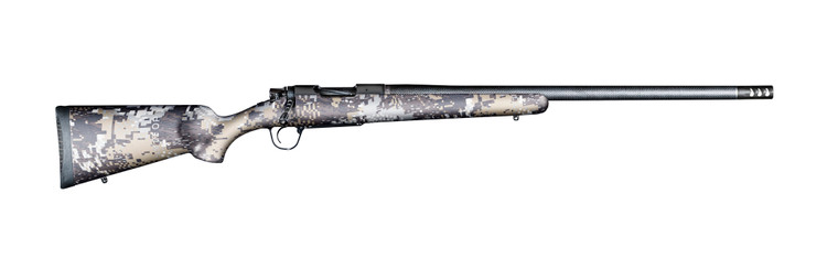 Christensen Arms Ridgeline FFT 6.5 Creedmoor Bolt-Action Rifle with Optifade Elevated II Carbon Stock, featuring a 20-inch carbon fiber-wrapped barrel and ultra-light 5.3-pound design for precision long-range hunting
