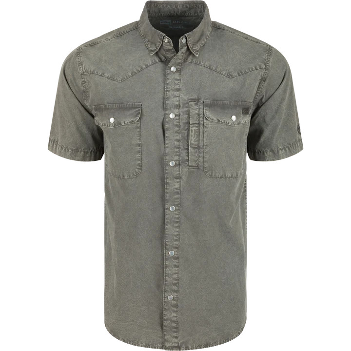 Men's Cinco Ranch Western Acid Washed Short Sleeve Shirt by Drake
