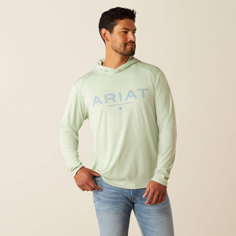 Rebar Sunblocker Craft Hood Long Sleeve Tee by Ariat (Laurel Green)