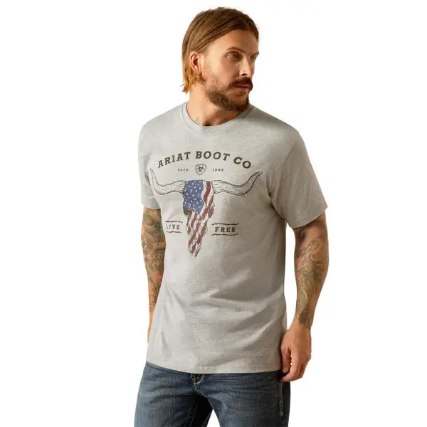 Long Live Freedom Short Sleeve Tee in Heather Gray by Ariat