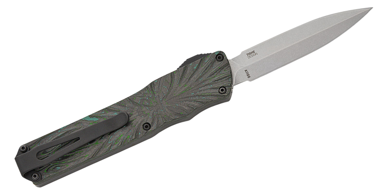 Green & Black Twist Tighe Compact Auto 2.65" Blade Out the Front Knife by CRKT