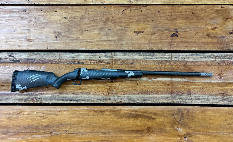 Fierce Firearms Carbon Rogue 7mm PRC Bolt-Action Rifle with Phantom finished stock and Glacier Cerakote receiver, showcasing a lightweight 6.3-pound design, 22-inch C3 carbon fiber barrel, Bix’n Andy Dakota trigger, and titanium muzzle brake, ideal for hunting and long-range shooting with 0.75 MOA accuracy.