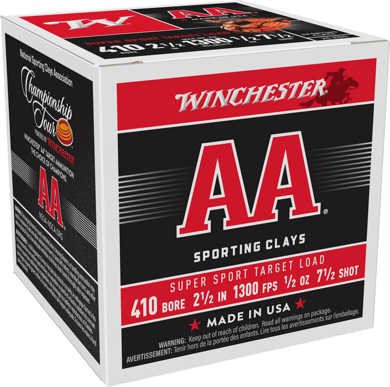 Winchester AA 410ga 1300fps 2-1/2" 1/2oz #7.5 Shot Shotgun Ammunition