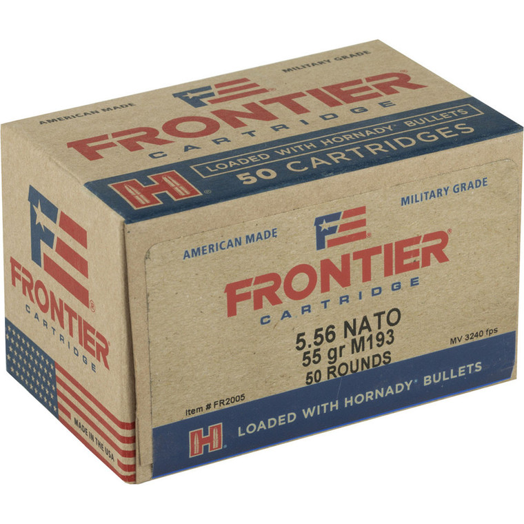 Hornady Frontier 3,240 fps 5.56mm NATO M193 55 Grain Full Metal Jacket Rifle Ammunition