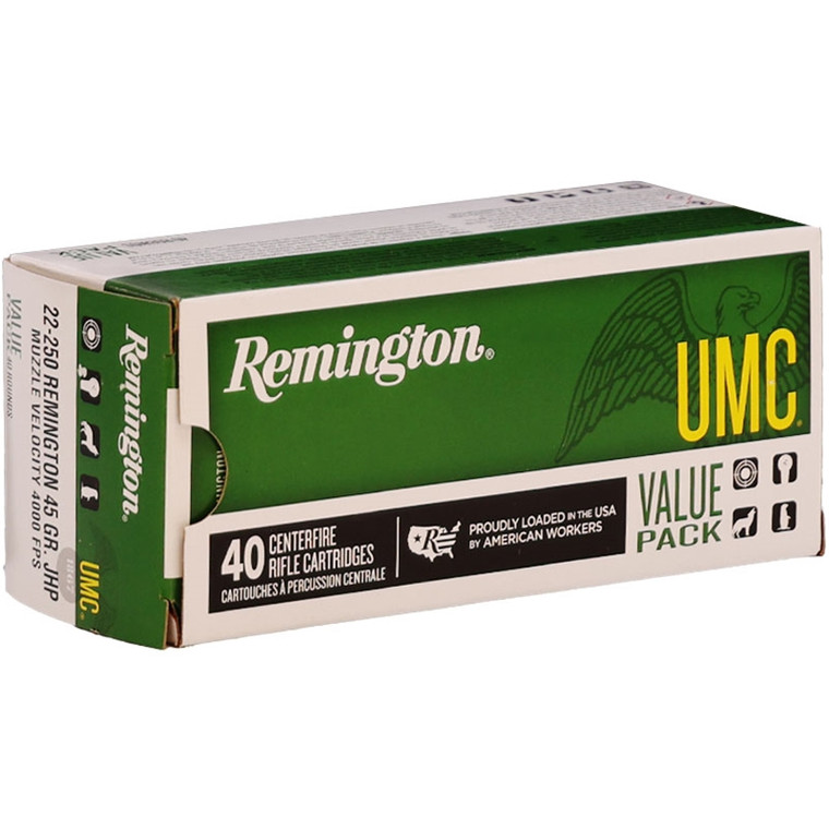 Remington UMC 4,000 fps 22-250 Remington 45 Grain Jacketed Hollow Point Rifle Ammunition