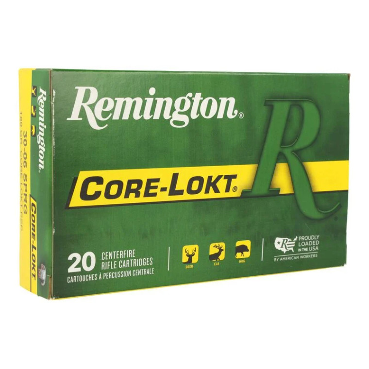 Remington Core Lokt 2,700 fps 30-06 Springfield 180 Grain Pointed Soft Point Rifle Ammunition