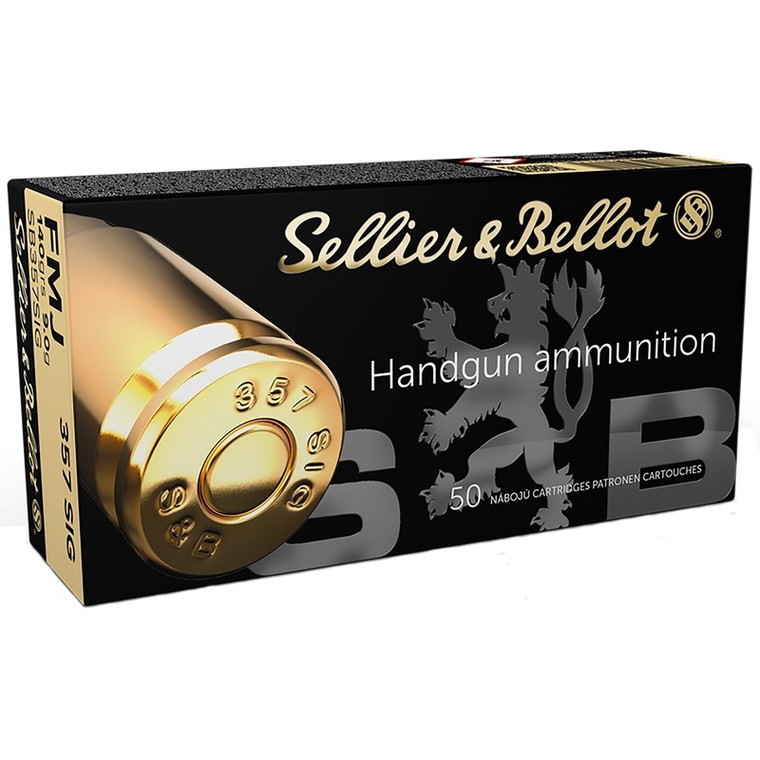 Sellier & Bellot 1,476 fps 357 Sig 124 Grain Jacketed Hollow Point Handgun Ammunition