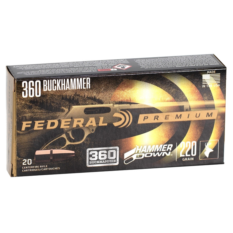 Federal Premium Hammer Down 360 Buckhammer 220 Grain Bonded Soft Point Rifle Ammunition