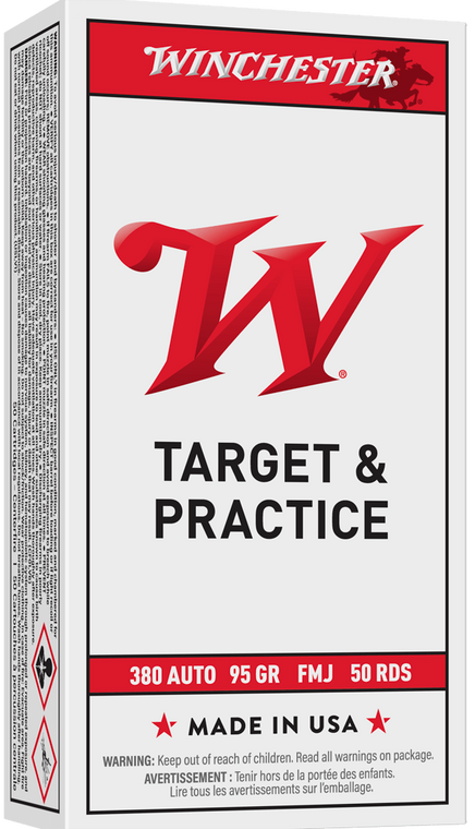 Winchester Target & Practice USA 380 ACP 95gr FMJ Handgun Ammunition