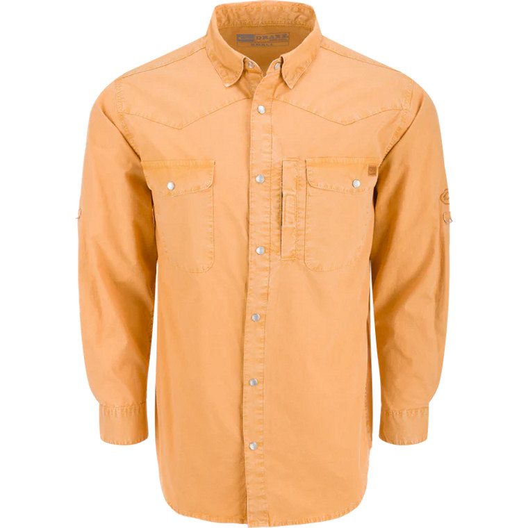 Cinco Ranch Western Long Sleeve Acid Wash Solid Shirt by Drake Waterfowl