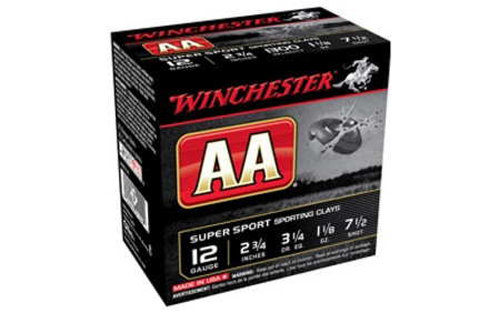 Winchester AA Super Sport Sporting Clay 12 Gauge 2.75" 1 1/8 oz 7.5 Shot Shotgun Ammunition