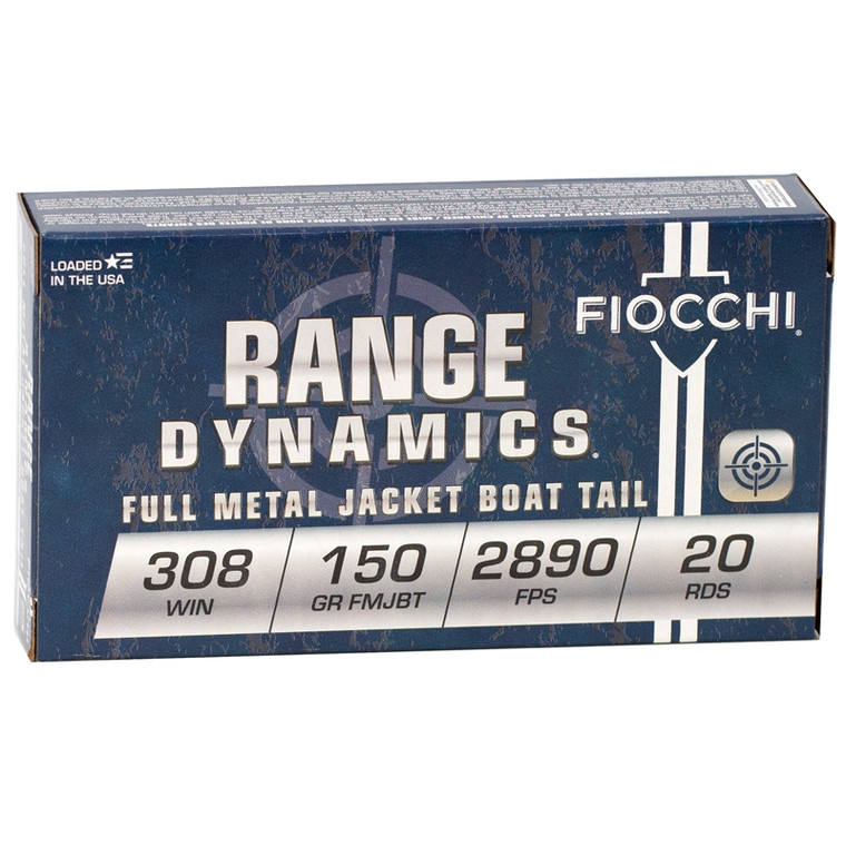 Fiocchi Range Dynamics 2,890 fps 308 Winchester 150 Grain Full Metal Jacket Boat Tail Rifle Ammunition