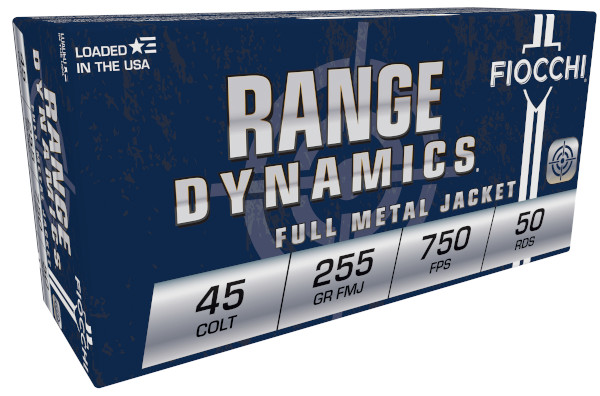 Fiocchi Range Dynamics 750 fps 45 Long Colt 225 Grain Complete Metal Jacket Handgun Ammunition