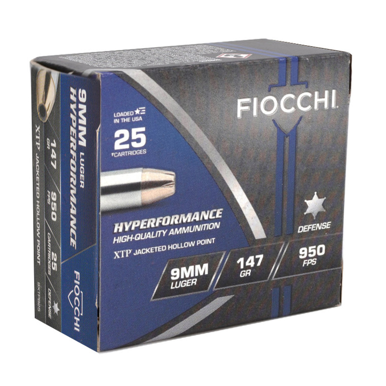 Fiocchi Hyperformance 950 fps 9mm Luger 147 Grain Expanding Terminal Performance Hollow Point Handgun Ammunition