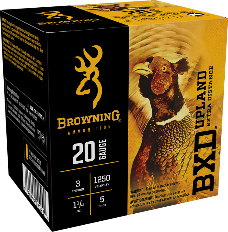 Browning BXD Upland Extra Distance 1250fps 20 Gauge 3'' 1-1/4 oz #5 Shot Shotgun Ammunition
