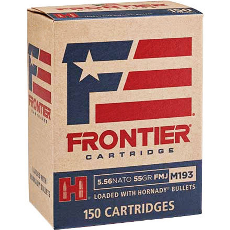 Hornady Frontier 5.56x45mm NATO 55 Grain, Full Metal Jacket Brass Cased Centerfire, Rifle Ammunition - Box