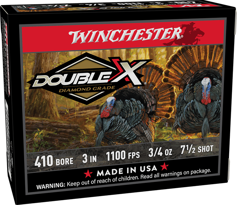 Winchester Double X 1100fps 410 Gauge 3'' 3/4oz #7.5 shot  Copper plated lead Shotgun Ammunition