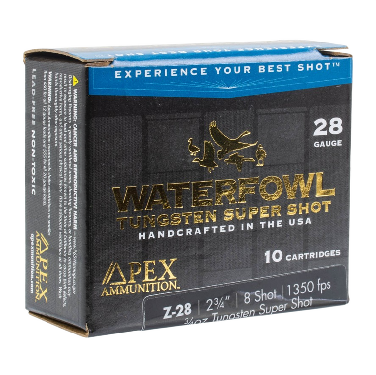 Apex Waterfowl 1,350 fps 28 Gauge 2-34 34 oz. #8 Tungsten Steel Super Shot Shotgun Ammunition