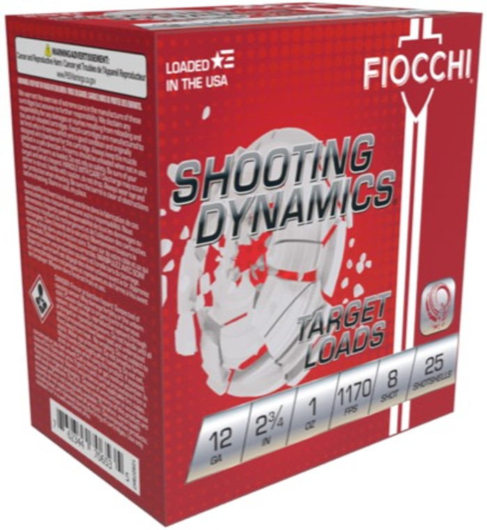 Fiocchi 12 Gauge, Shooting Dynamics #8 Target Loads, Shotgun Ammunition - Box