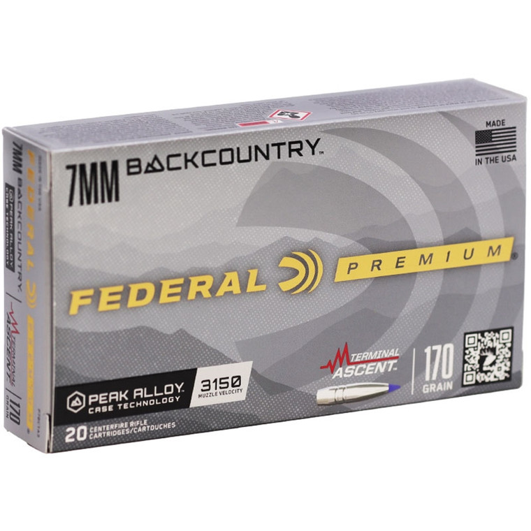Federal Premium 3,150 fps 7mm Backcountry 170 Grain Terminal Ascent Polymer Tip Rifle Ammunition
