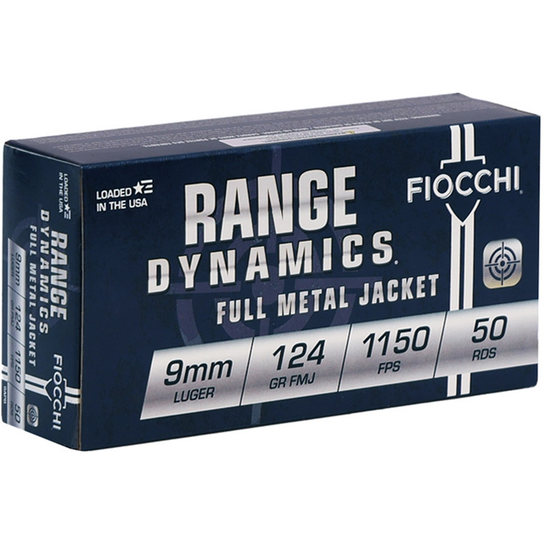 Fiocchi Range Dynamics 1,150 fps 9mm Luger 124 Grain Full Metal Jacket Ammunition