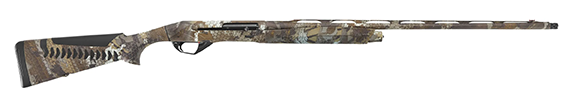 Benelli Super Black Eagle 3 20 Gauge 28" Barrel Shotgun in Optifade Timber Finish, featuring a camo synthetic stock, Crio-treated barrel, and Comfort Tech 3 system—perfect for waterfowl hunting in flooded timber, marshes, and duck blinds.