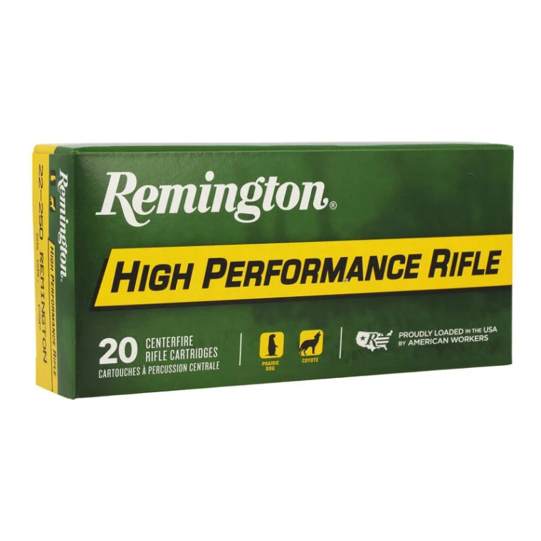 Remington High Performance 3,680 fps .22-250 Remington 55 Grain Pointed Soft Point Rifle Ammunition Remington High Performance 3,680 fps .22-250 Remington 55 Grain Pointed Soft Point Rifle Ammunition