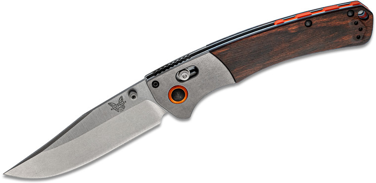 Crooked River Gray Aluminum and Wood Clip Point 4" Blade Folding Knife by Benchmade