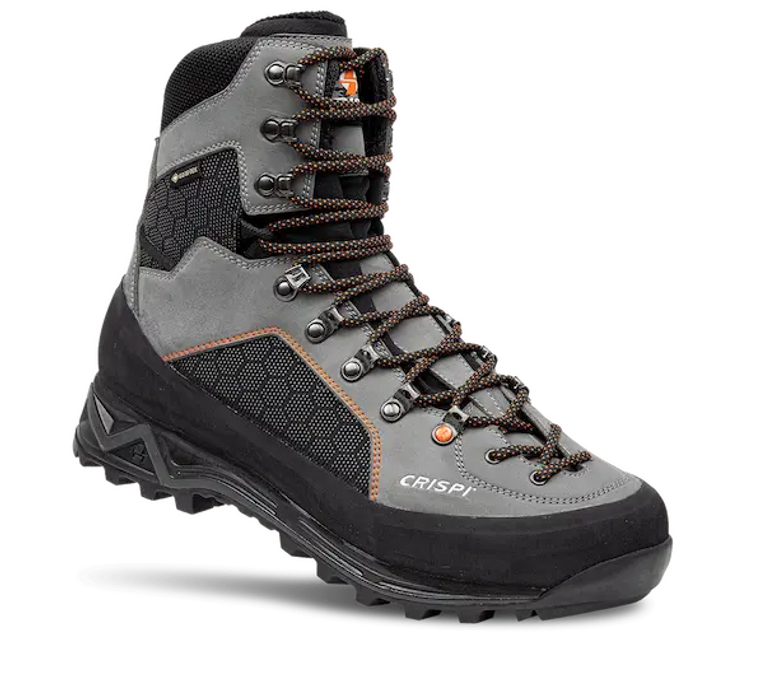 Crispi Briksdal MTN Lace-Up Non-Insulated Hunting Boot in Grey/Black Synthetic with GORE-TEX Lining and Vibram Sole for Mountain and Bear Season Pursuits