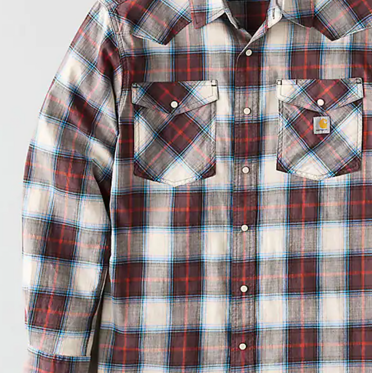 Montana Rugged Flex Light Weight Long Sleeve Snap-Front Plaid Shirt by Carhartt