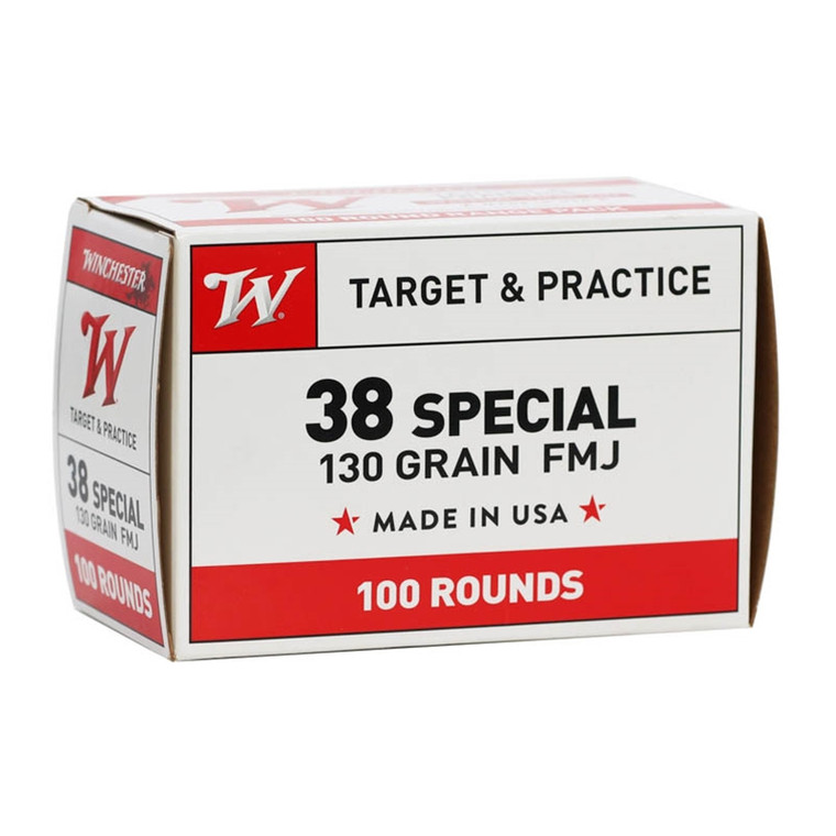Winchester USA 100 Round Pack 800 fps 38 Special 130 Grain Full Metal Jacket Handgun Ammunition