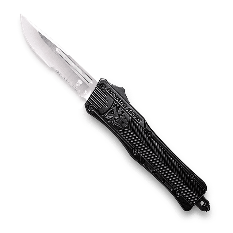 Black Small CTK-1 OTF 1 Side Serrated Dagger Knife by Cobra Tec
