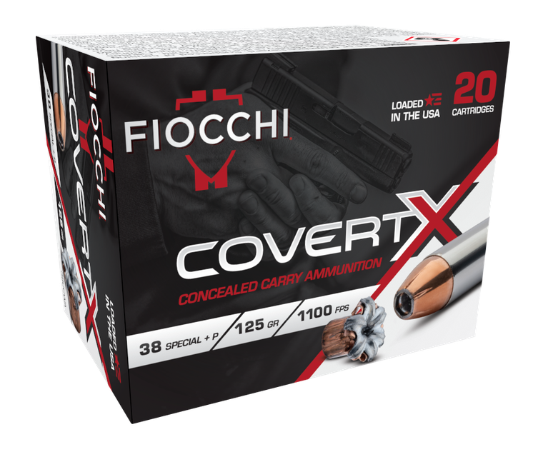 Fiocchi Covert X 1,100 fps 38 Special +P 125 Grain Jacketed Hollow Point Handgun Ammunition