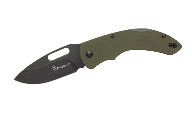 OD Green Large Hidden Hollow 3" Blade Folding Knife by Browning