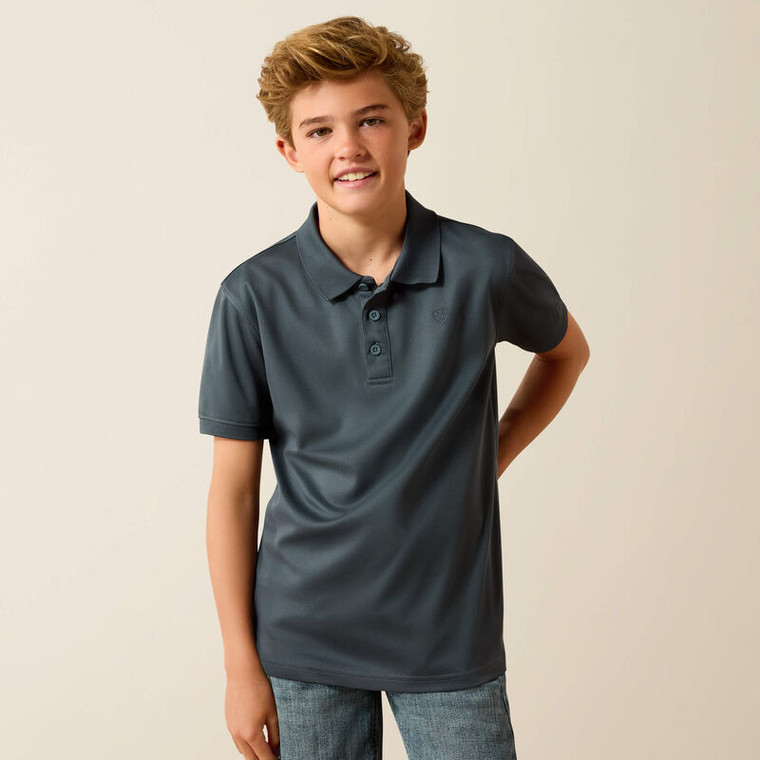 Youth TEK Short Sleeve Polo Shirt in Dark Slate by Ariat