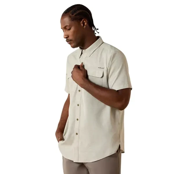 Men's VentTek Outbound Fitted Short Sleeve Burnt Olive Button Up Shirt by Ariat